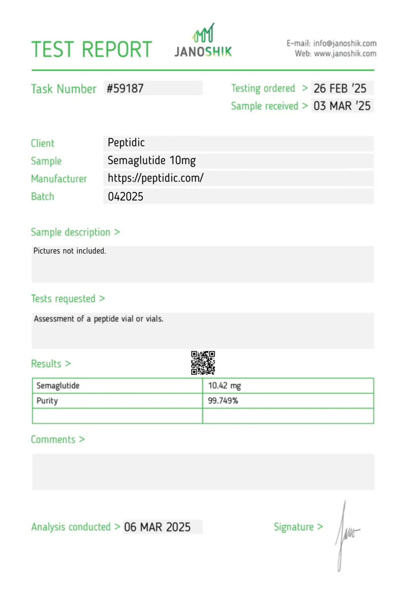 GLP-1SG – 10mg Certificate