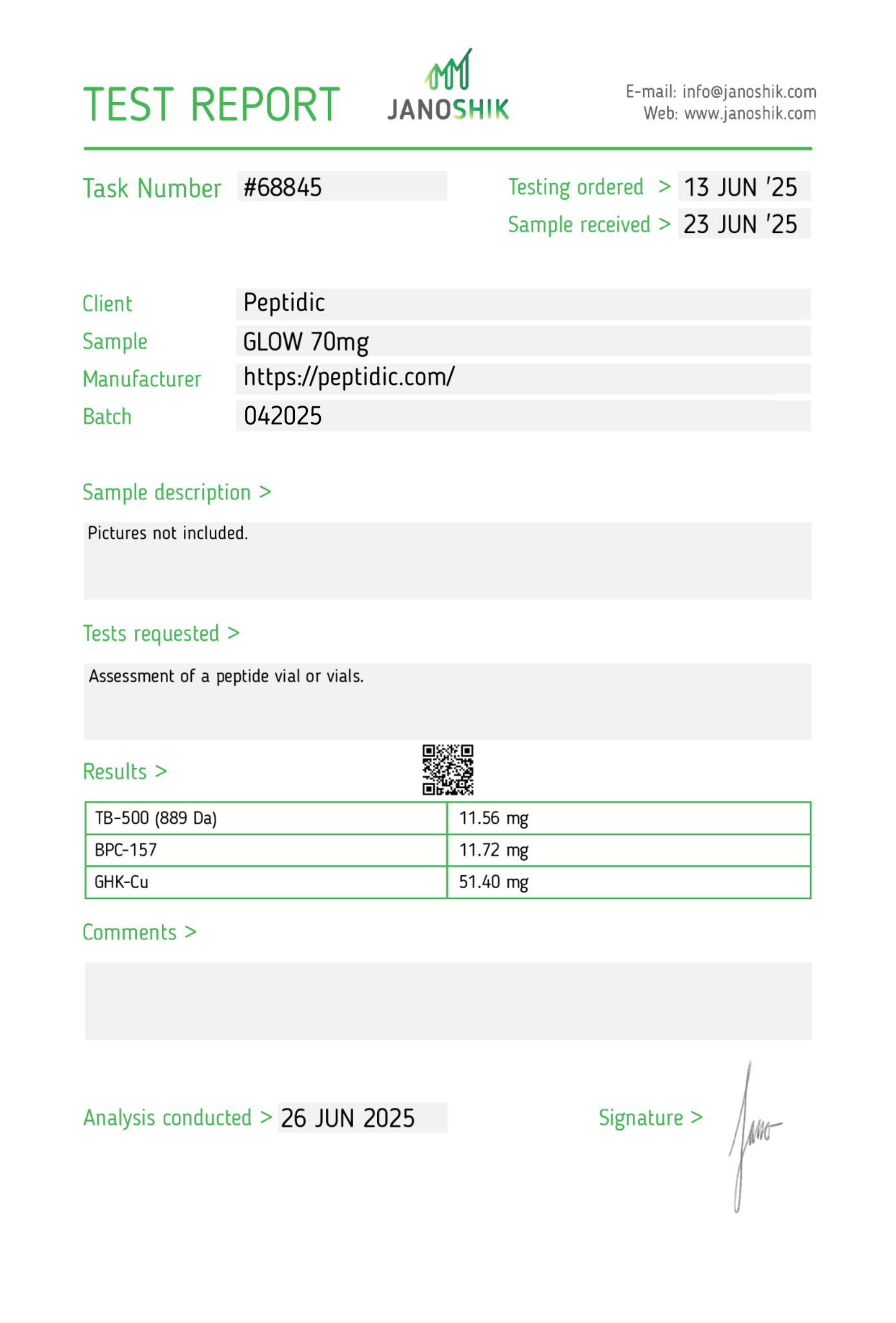 Glow – 70mg Certificate